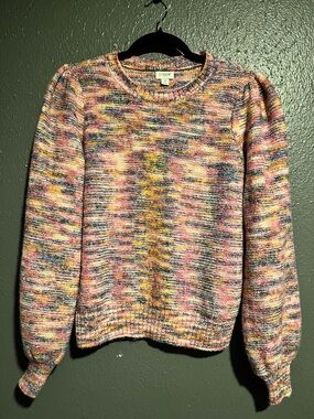 J. Crew Marled Multicolor Crewneck Sweater - Pink, Yellow & Blue